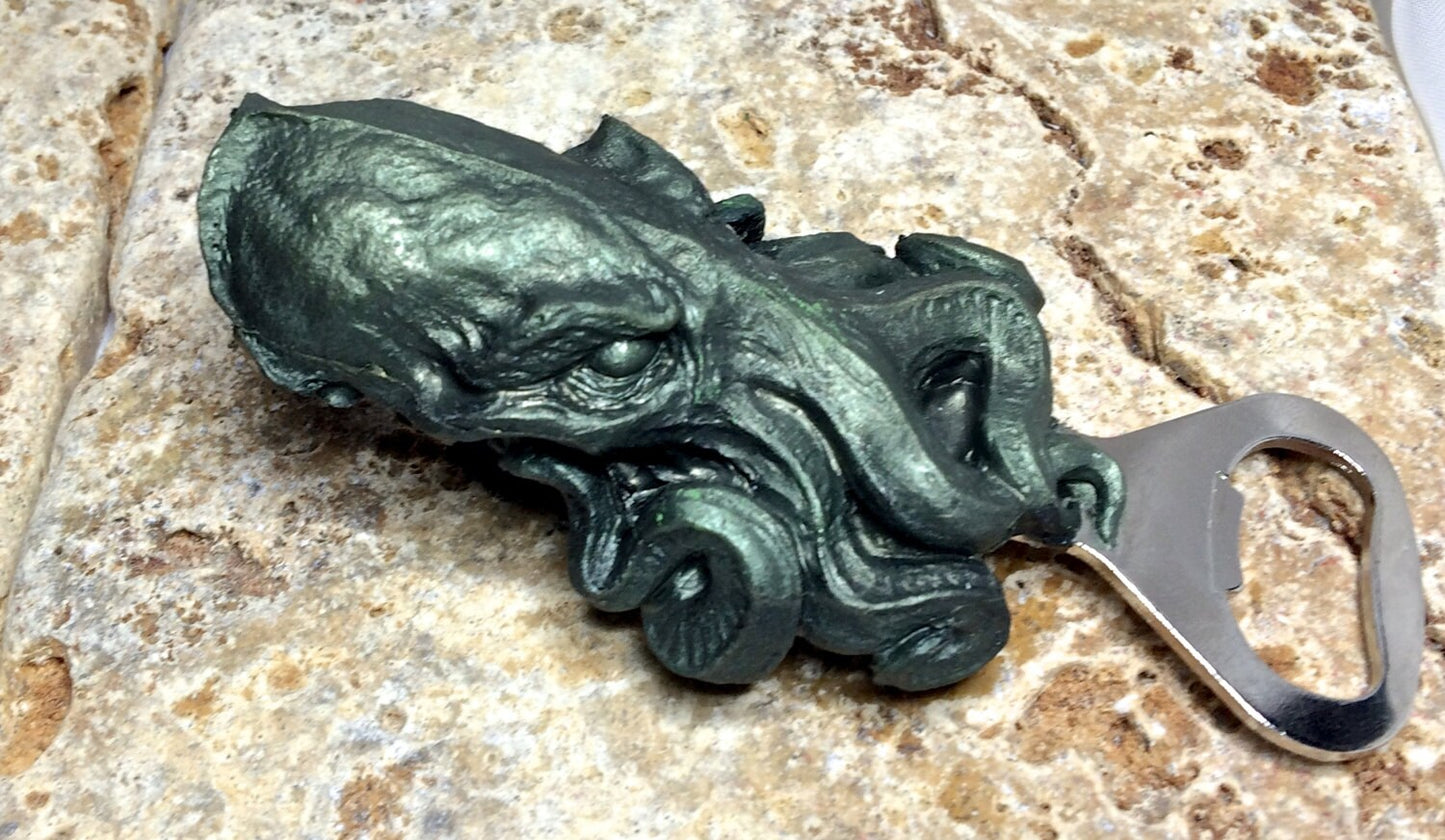Cthulhu Bottle Opener, Hand Painted Resin | Gothic Cthulhu Barware, Lovecraftian Tentacle Bottle Opener | Fantasy Gothic Barware Gift