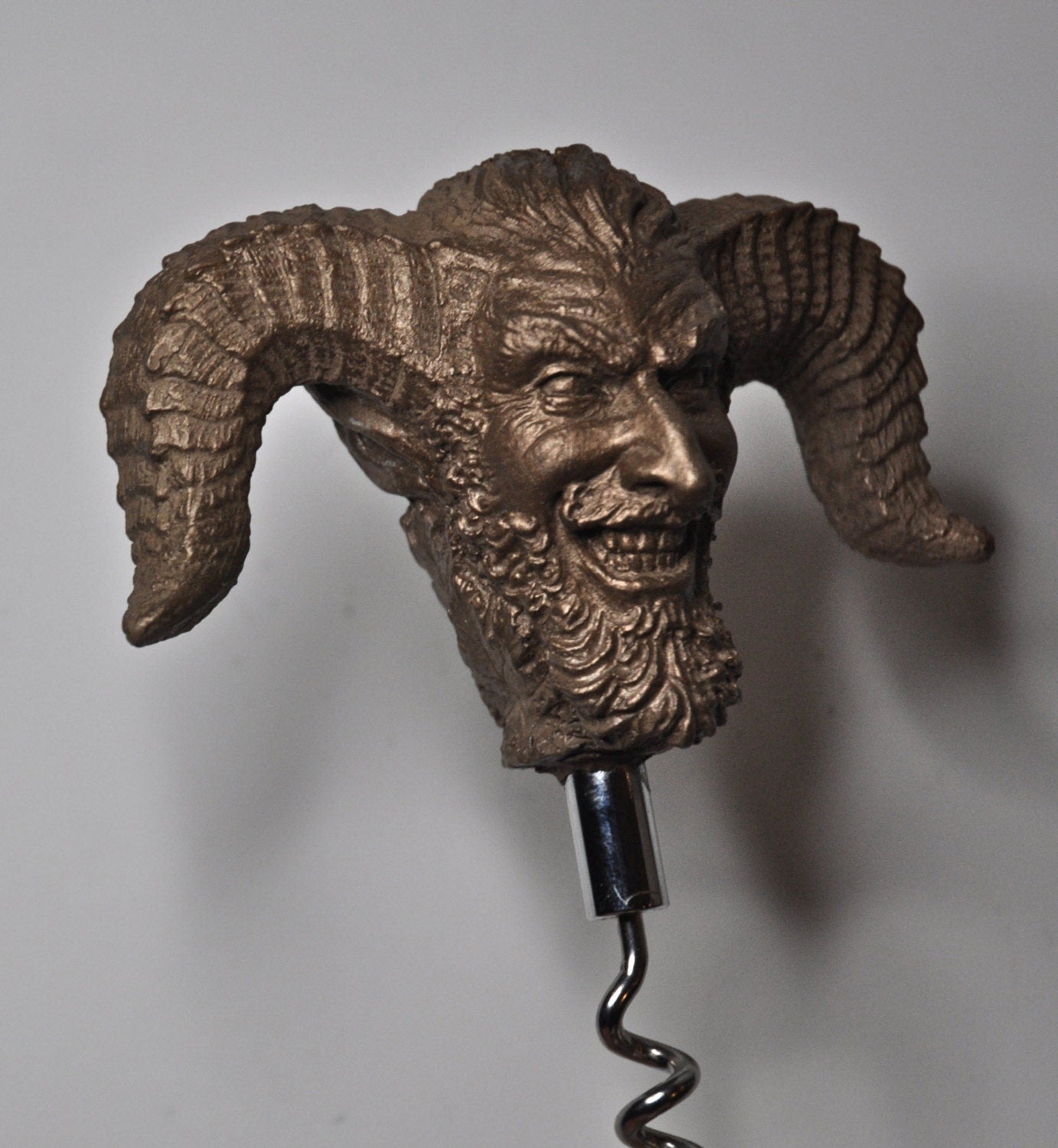 Satyr Head Corkscrew, Hand Sculpted Resin | Mythic Fantasy Art Barware | Legendary Dionysus  Cork Screw | Fantasy Wine and Barware Gift