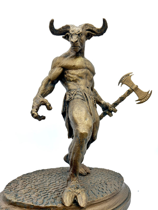 Minotaur Statue, Hand Painted Resin Sculpture | Mythical Creature Figurine | Unique Legendary Minotaur Monster Figurine. Fantasy Art Decor