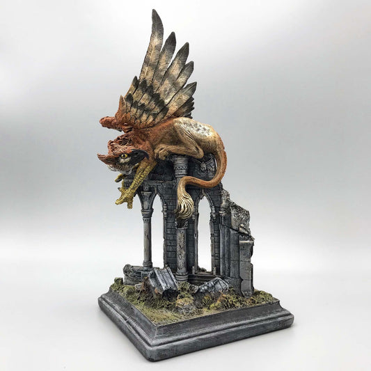 Griffin Statue, Full Color Resin Sculpture | Mythical Creature Figurine | Unique Legendary Guardian Spirit Figurine. Fantasy Art Decor